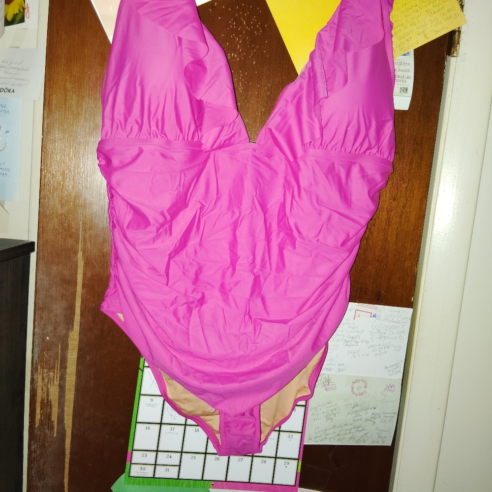 J.CREW Ruched Ruffle One Piece Swimsuit Size 20 🆕 - Picture 5 of 9